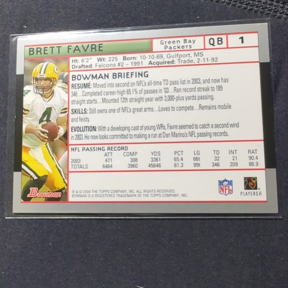 2004 Bowman Chrome - #1 Brett Favre/Green Bay Packers NR MT - Picture 6 of 10